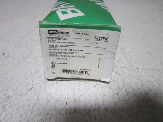 HUBBELL / BRYANT 9630FR 250V FLUSH RECEPTACLE  *NEW IN BOX*