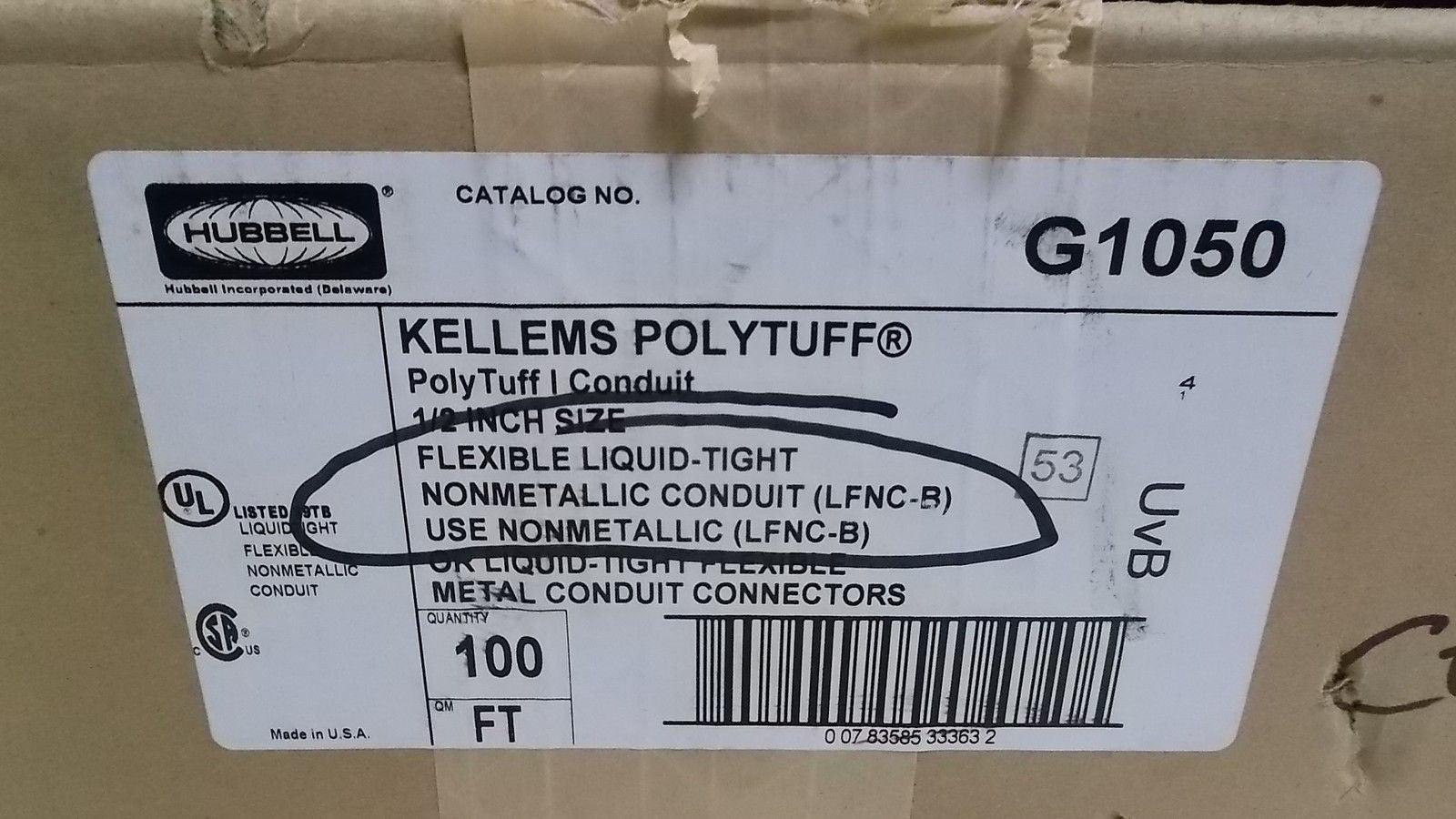 HUBBELL G1050 FLEXIBLE CONDUIT *NEW IN BOX*