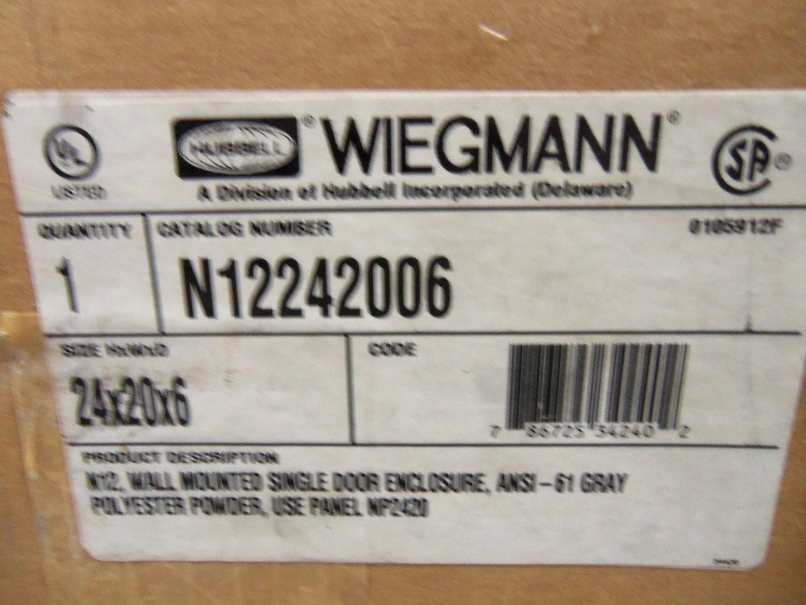 HUBBELL N12242006 ENCLOSURE *NEW IN BOX*
