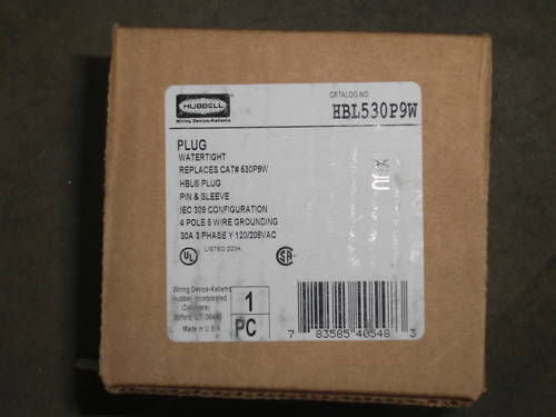 HUBBELL HBL530P9W WATERTIGHT PLUG *NEW IN BOX*