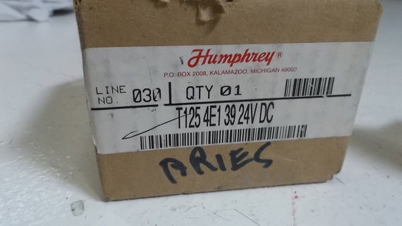 HUMPHREYS SOLENOID VALVE  T125 4E1 39 *NEW IN BOX*