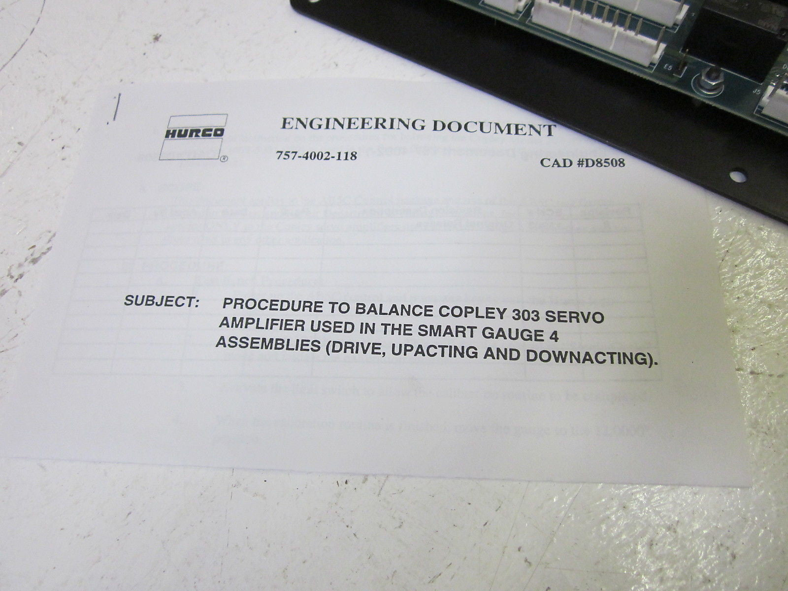 HURCO 415-0265-902 REV.B CONTROL BOARD *USED*
