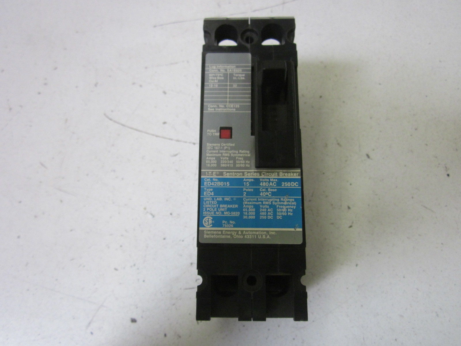 I-T-E ED42B015 CIRCUIT BREAKER  *USED*