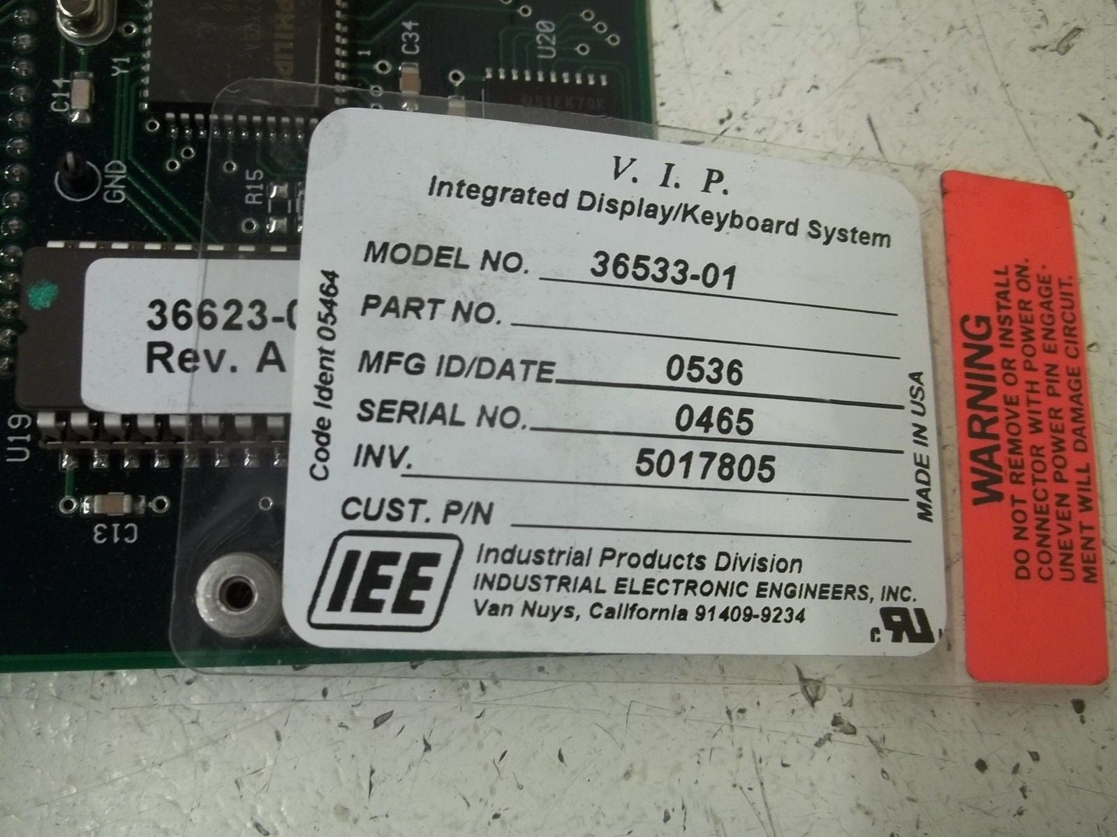 IEE 36533-01 DISPLAY KEYBOARD *USED*