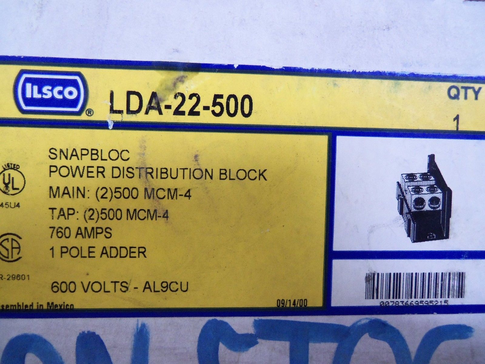 ILSCO LDA-22-500 SNAPBLOC POWER DISTRIBUTION BLOCK *NEW IN BOX*