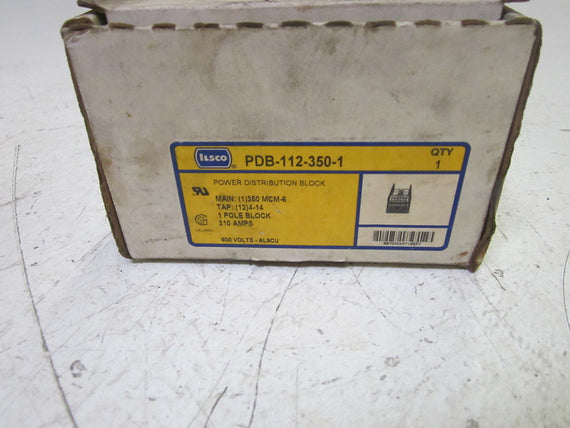 ILSCO PDB-112-350-1 POWER DISTRIBUTION BLOCK 1P 310A 600V *NEW IN BOX*