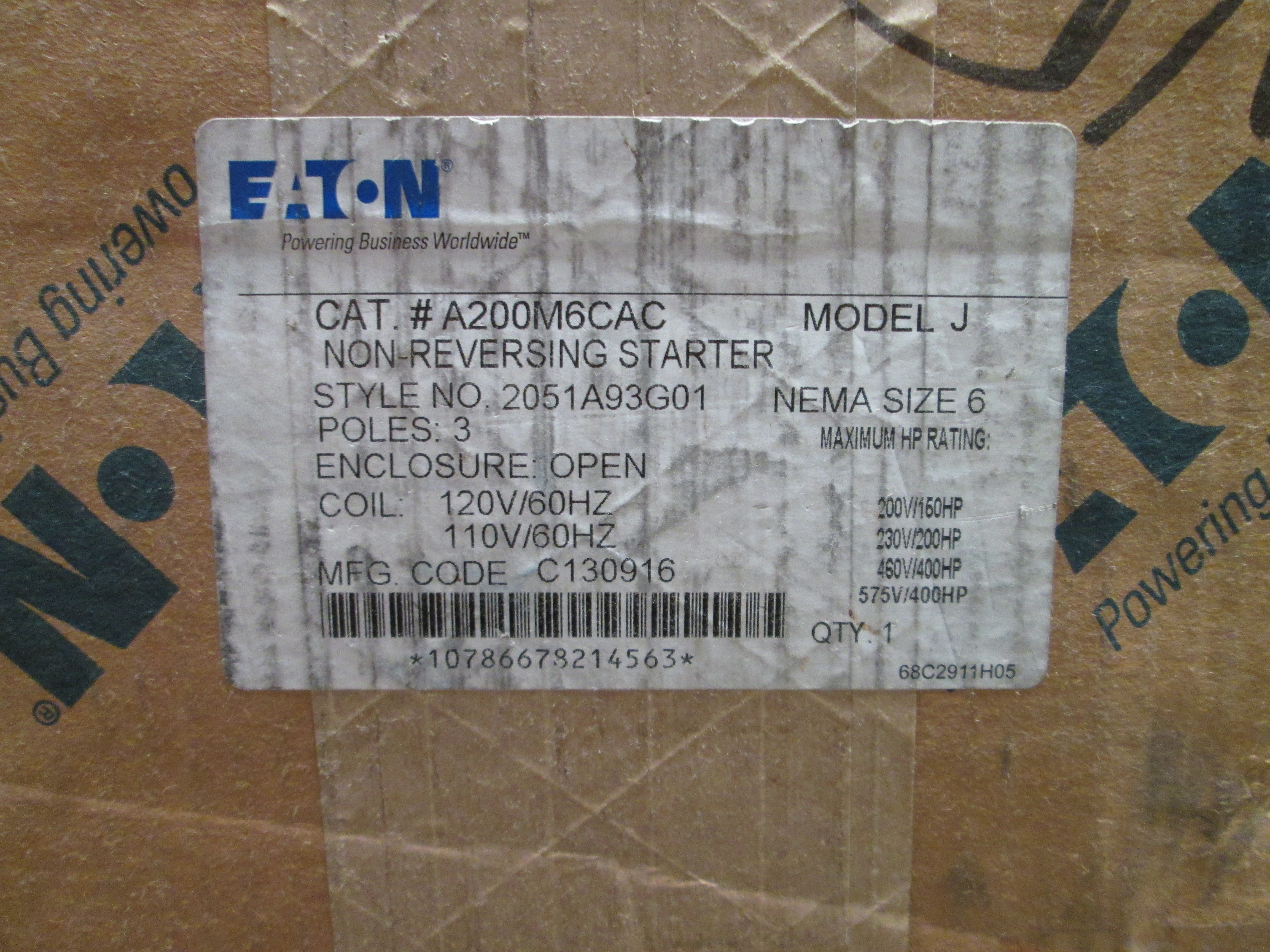 Cutler Hammer A200M6CAC NSFP * GENUINE * Westinghouse