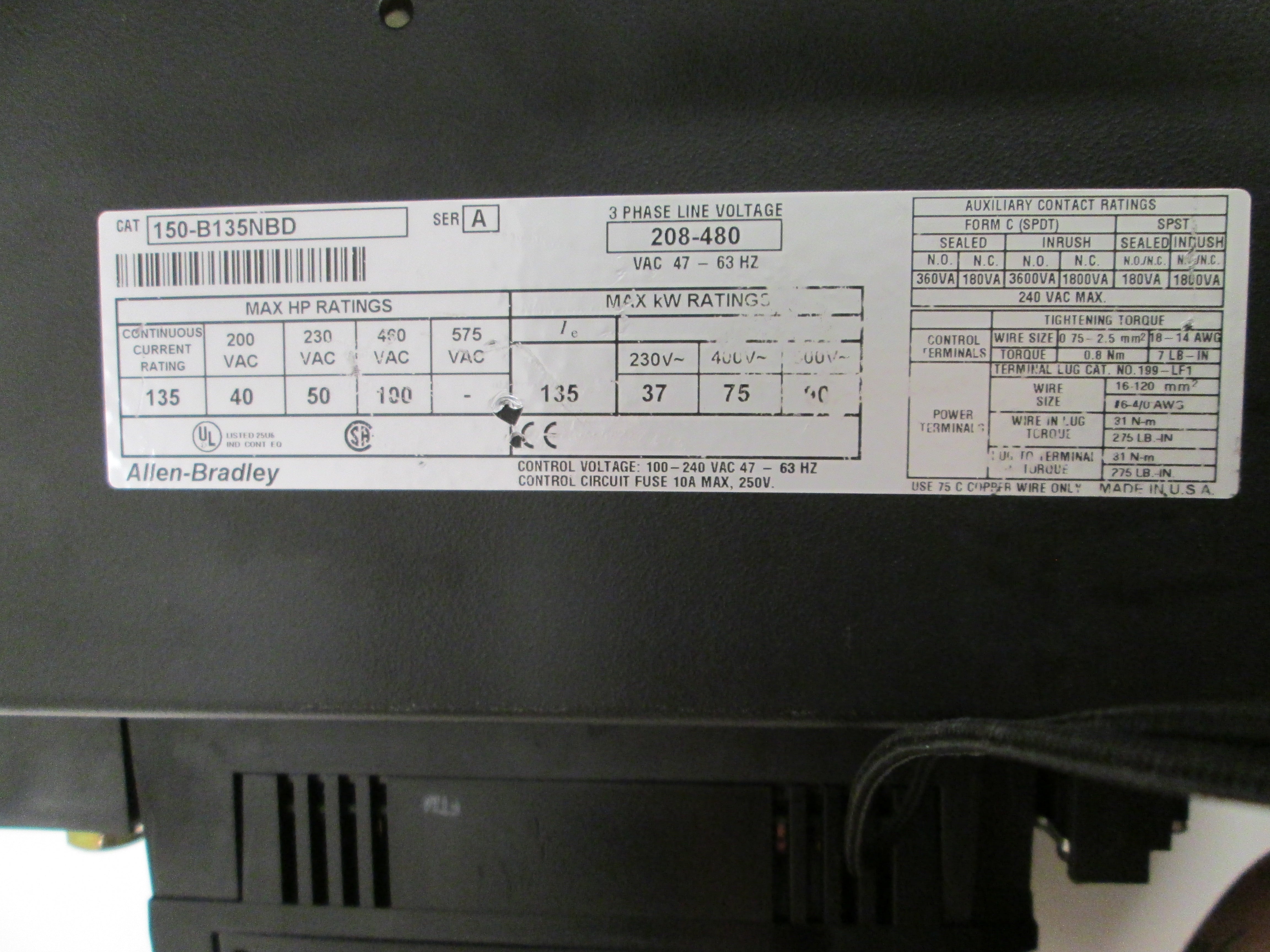 Allen Bradley 150B135NBD NSNP * GENUINE * AB 150 B135 NBD