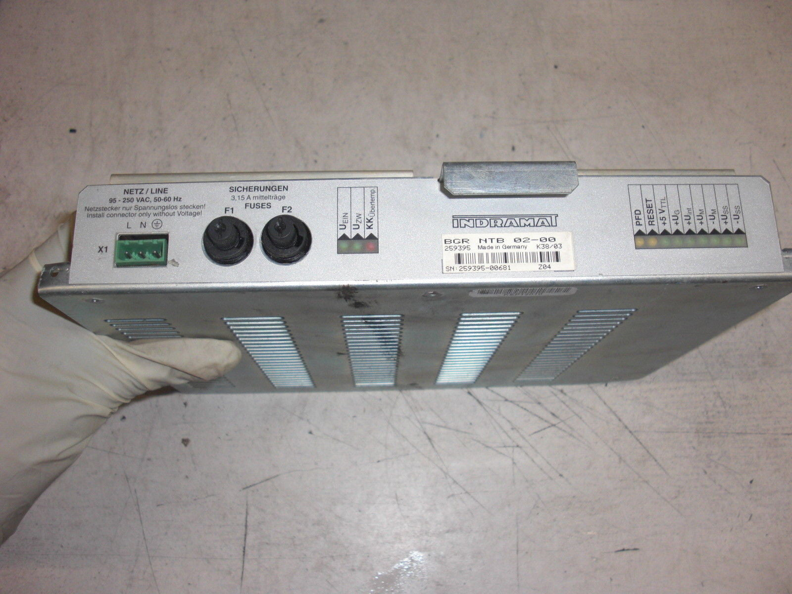 INDRAMAT BGRNTB02-00 POWER SUPPLE MODULE *USED*