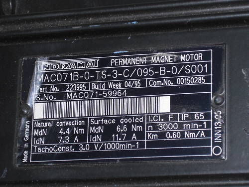 INDRAMAT MAC071B-0-TS-3-C/095-B-0/S001 MAGNET MOTOR