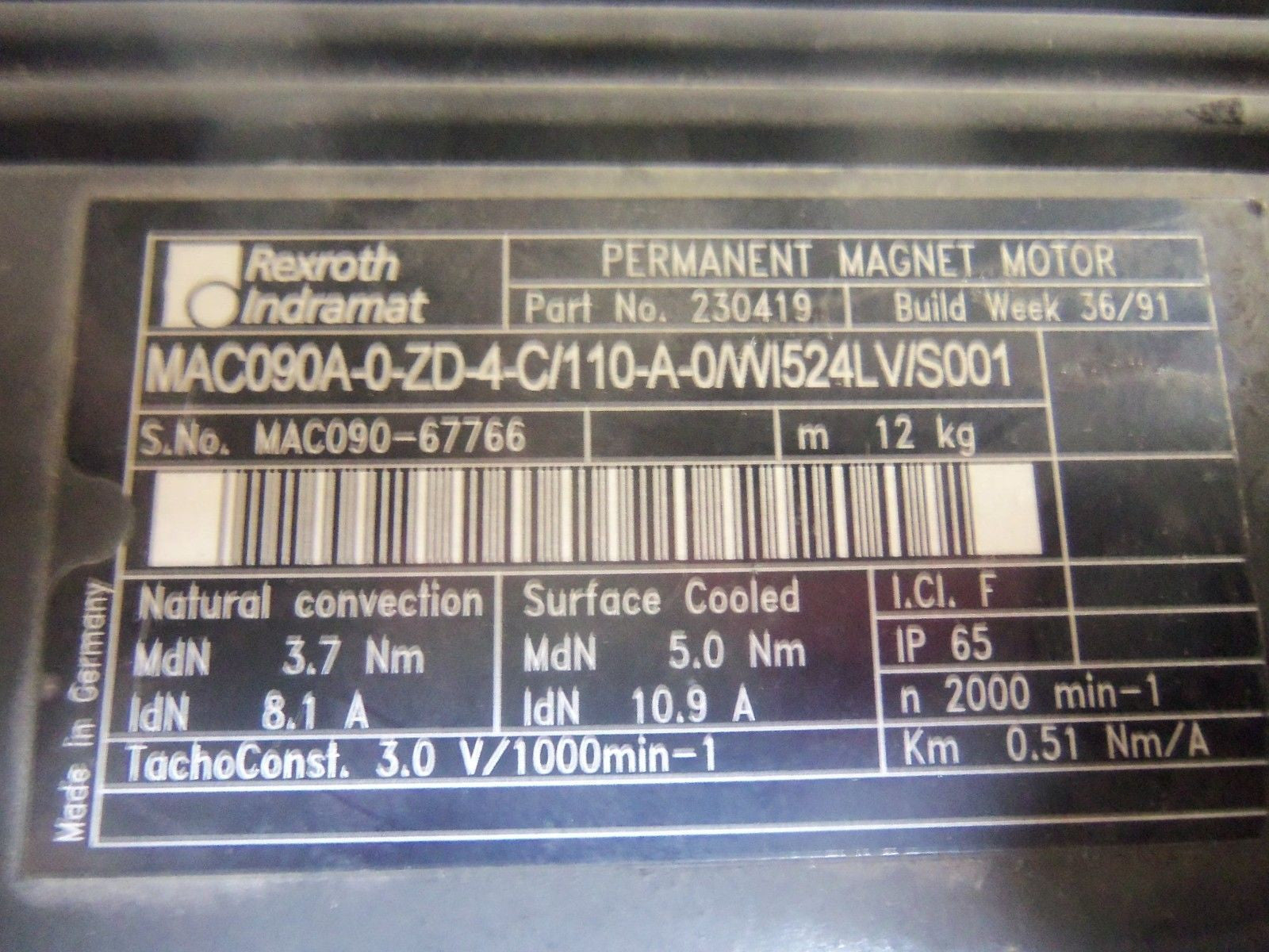 INDRAMAT MAC090A-0-ZD-4-C/110-A-0/WI524LV/S001 *USED*
