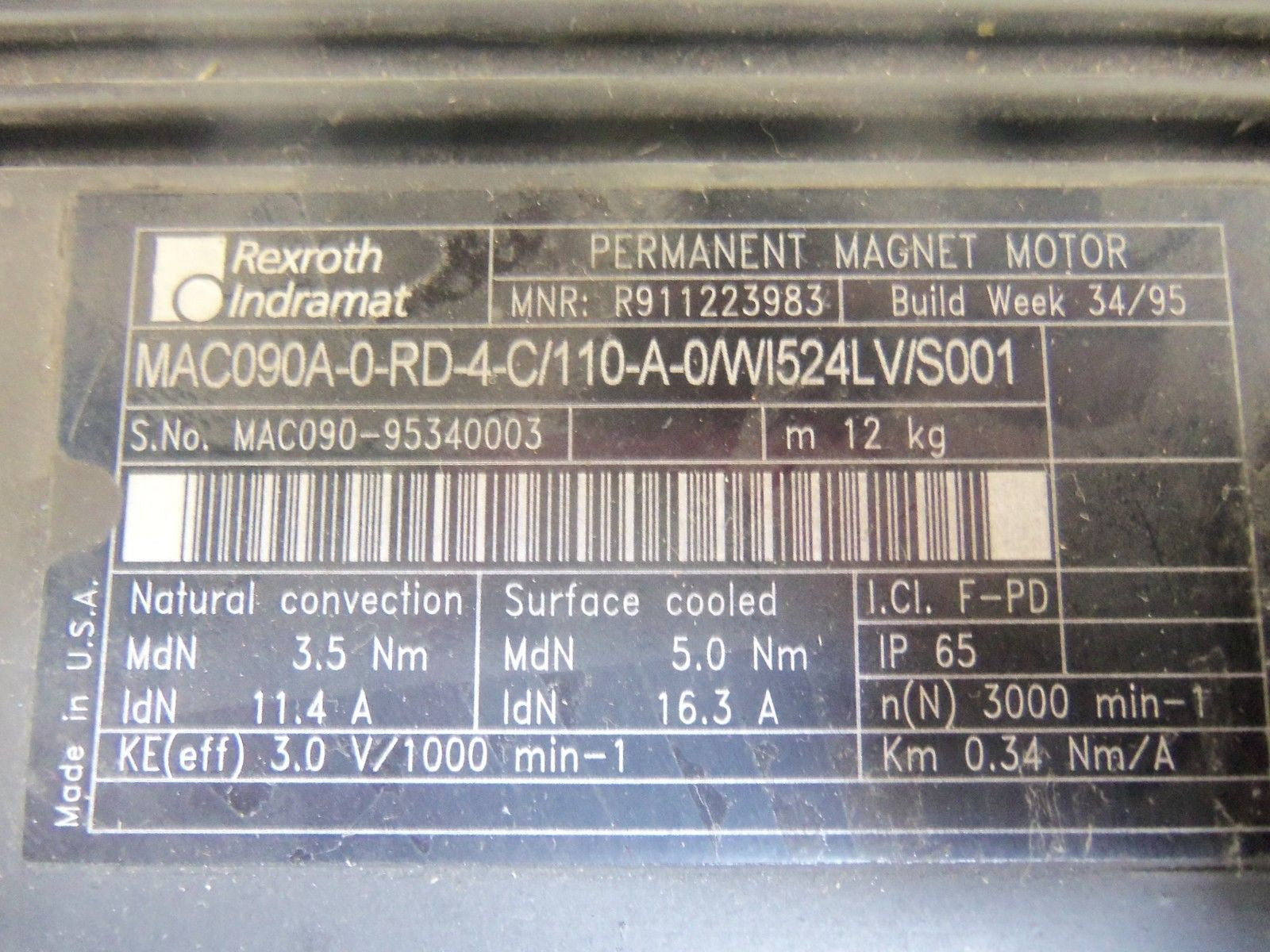 INDRAMAT MAC090A-0-RD-4-C/110-A-0/WI524LV/S001 *USED*