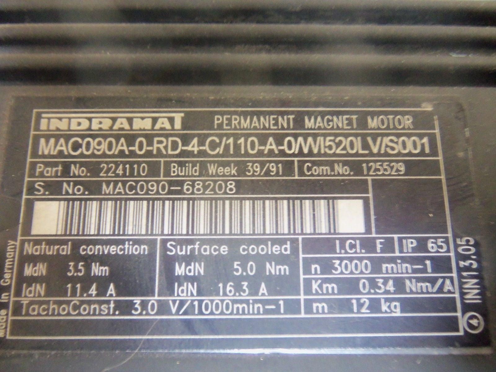 INDRAMAT MAC090A-0-RD-4-C/110-A-0/WI520LV/S001 *USED*