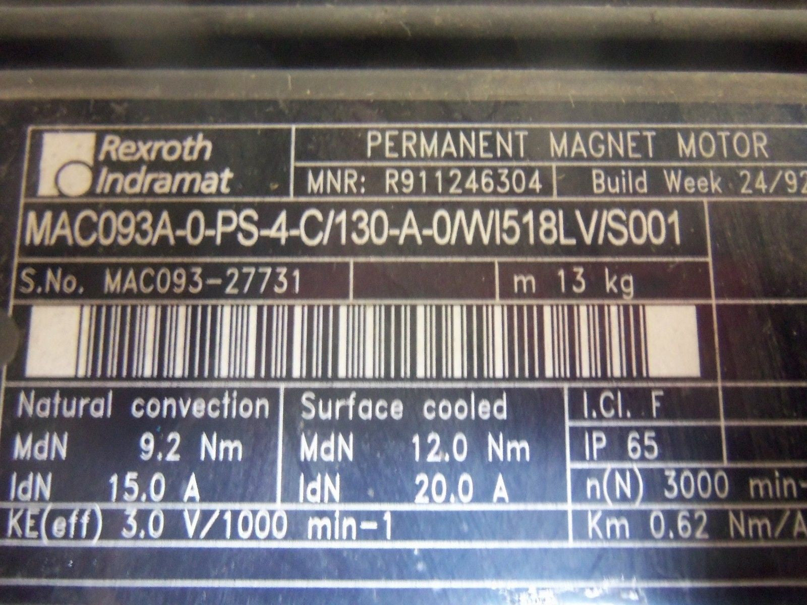 INDRAMAT MAC093A-0-PS-4-C/130-A-0/WI518LV/S001 *USED*