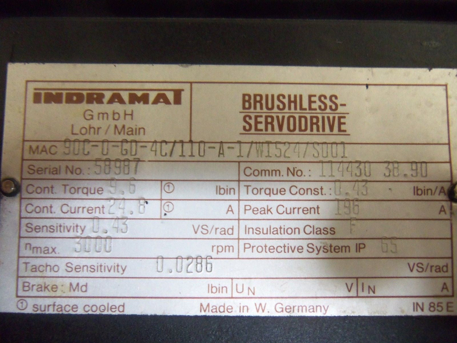 INDRAMAT MAC90C-0-GD-4C/110-A-1/WI524/S001 *USED*