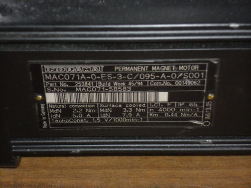 INDRAMAT MAGNET MOTOR MAC071A-0-ES-3-C/095-A-0/S001