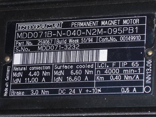 INDRAMAT MDD071B-N-040-N2M-095PB1 MAGNET MOTOR *NEW