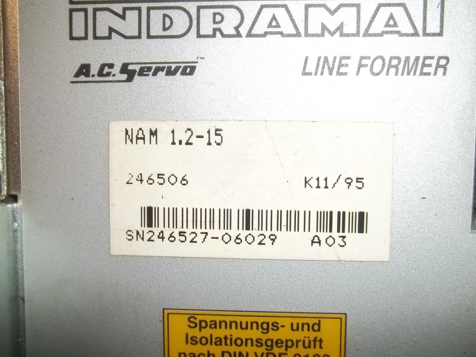 INDRAMAT NAM1.2-15 AC SERVO LINE FORMER *USED*