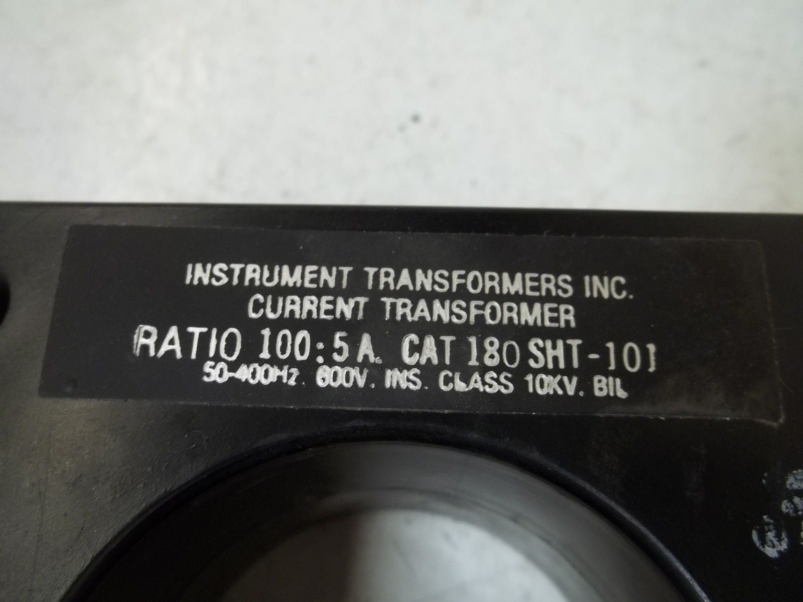 INSTRUMENT TRANSFORMER 180SHT-101 TRANSFORMER RATIO: 100:5A *NEW NO BOX*