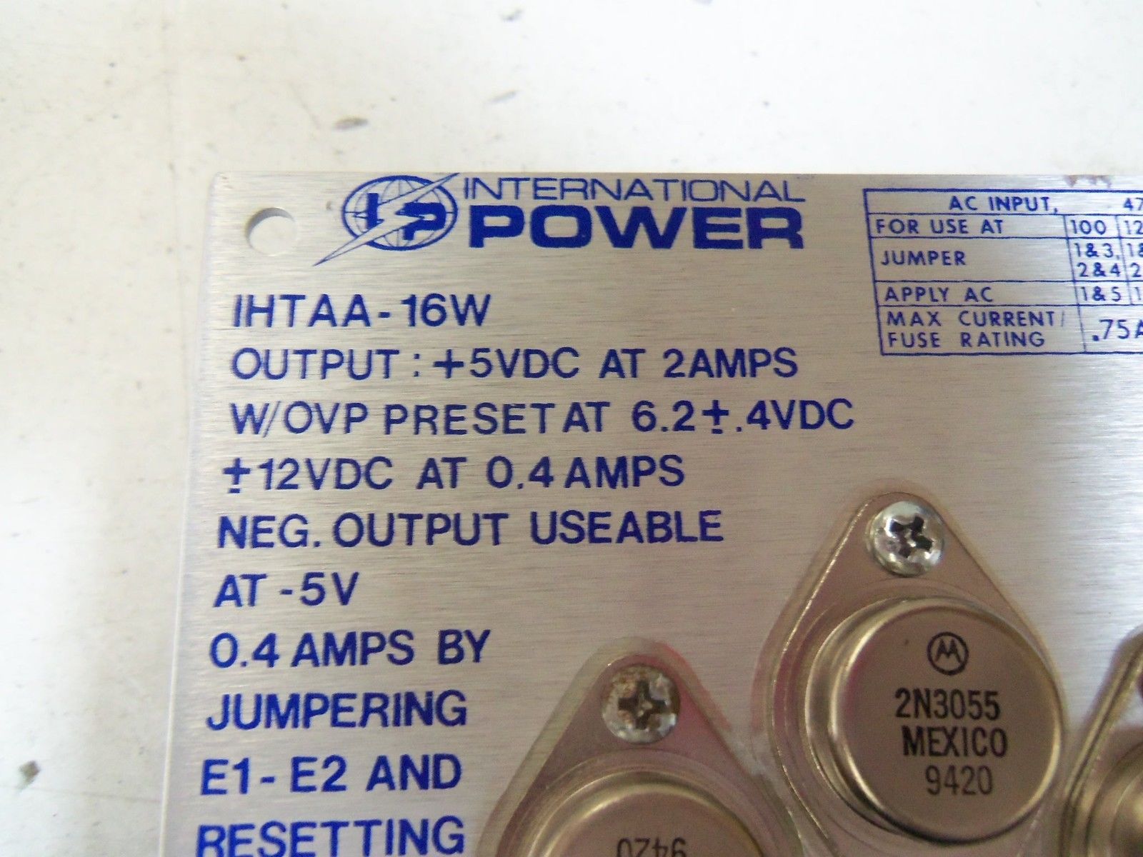 INTERNATIONAL POWER IHTAA16W *NEW NO BOX*