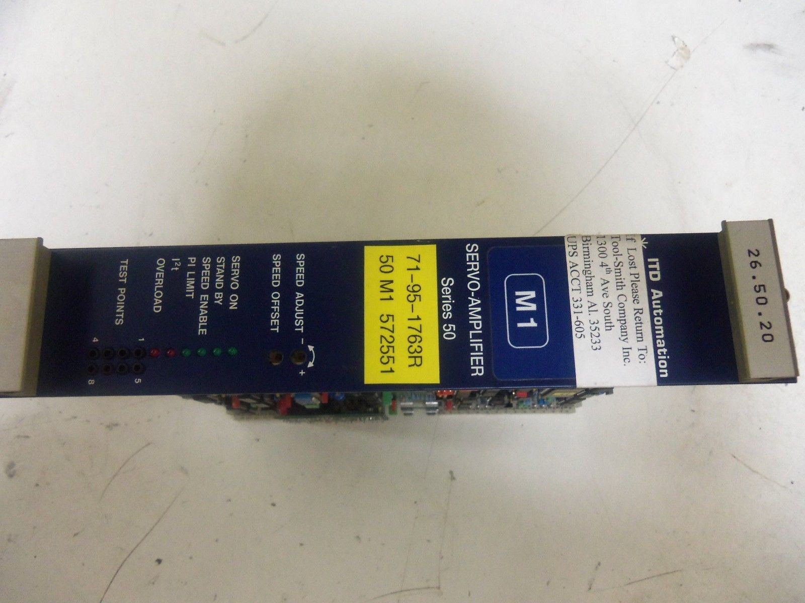 ITD AUTOMATION M1 SERVO AMPLIFIER 26.50-20 *USED*
