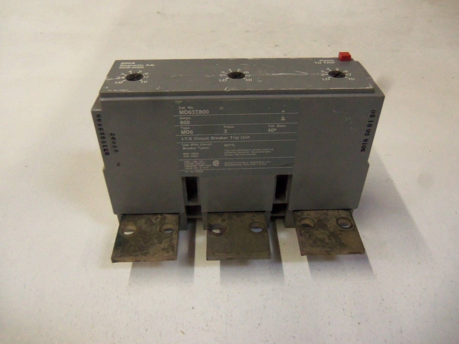 ITE CIRCUIT BREAKE TRIP UNIT   MD63T800 *USED*