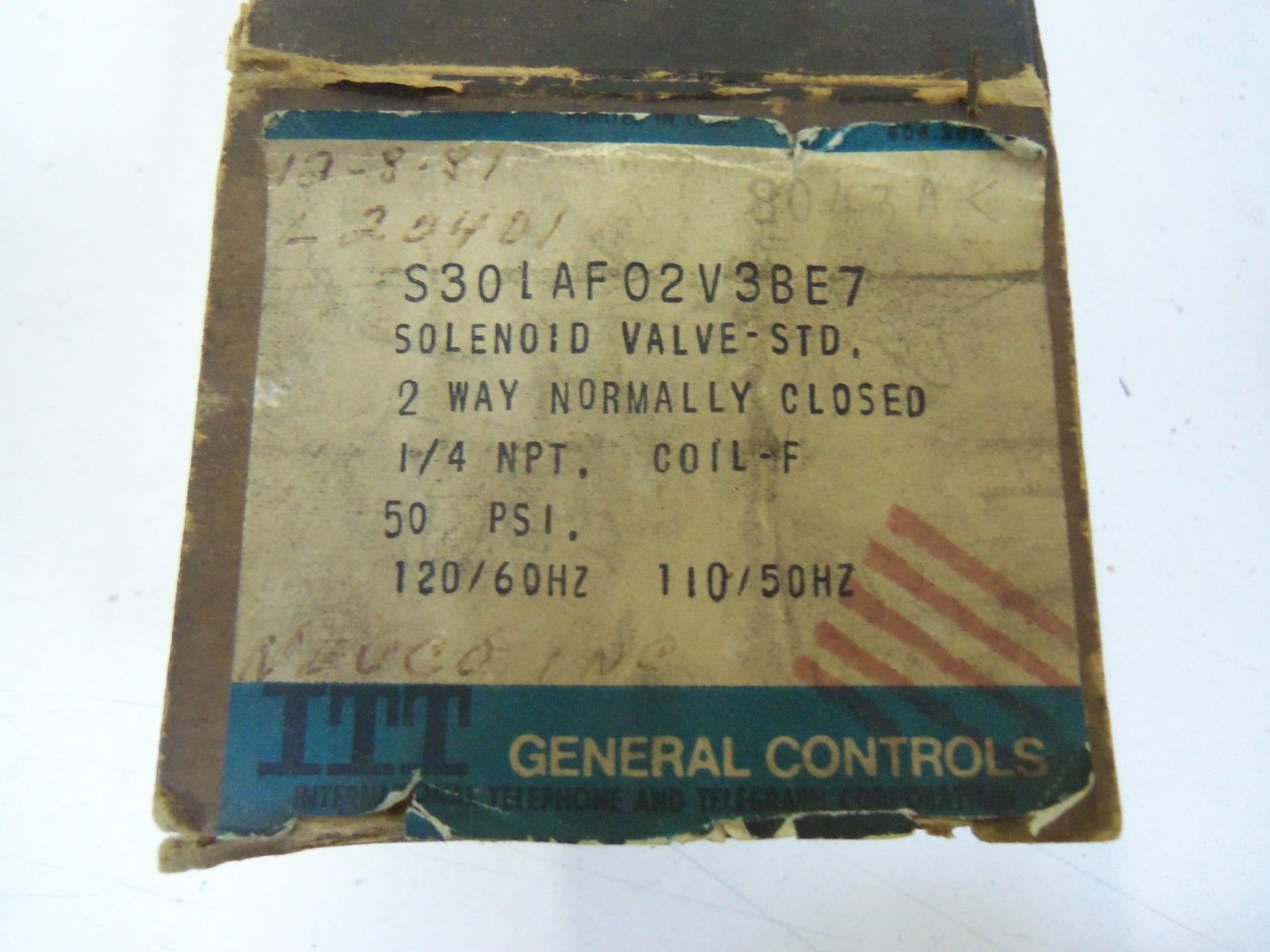 ITT GENERAL CONTROLS SOLENOID VALVE S30LAF02V3BE7 *NEW IN BOX*