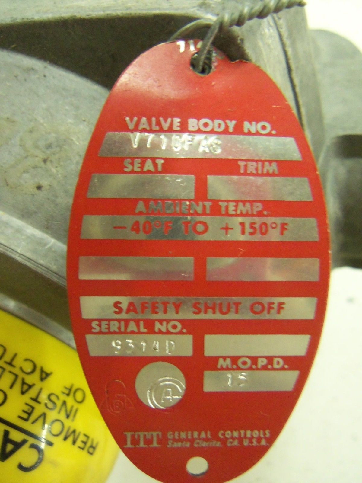 ITT GENERAL CONTROLS V710FAS OPERATED GAS VALVE *NEW NO BOX*