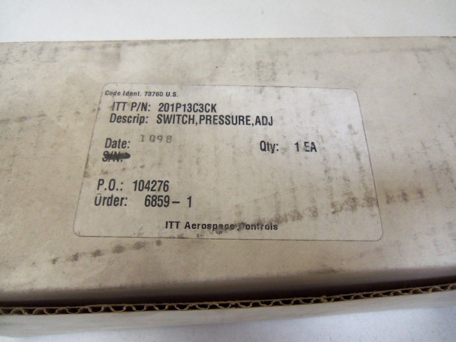 ITT NEO-DYN ADJUSTABLE PRESSURE SWITCH 201P13C3CK *NEW IN BOX*