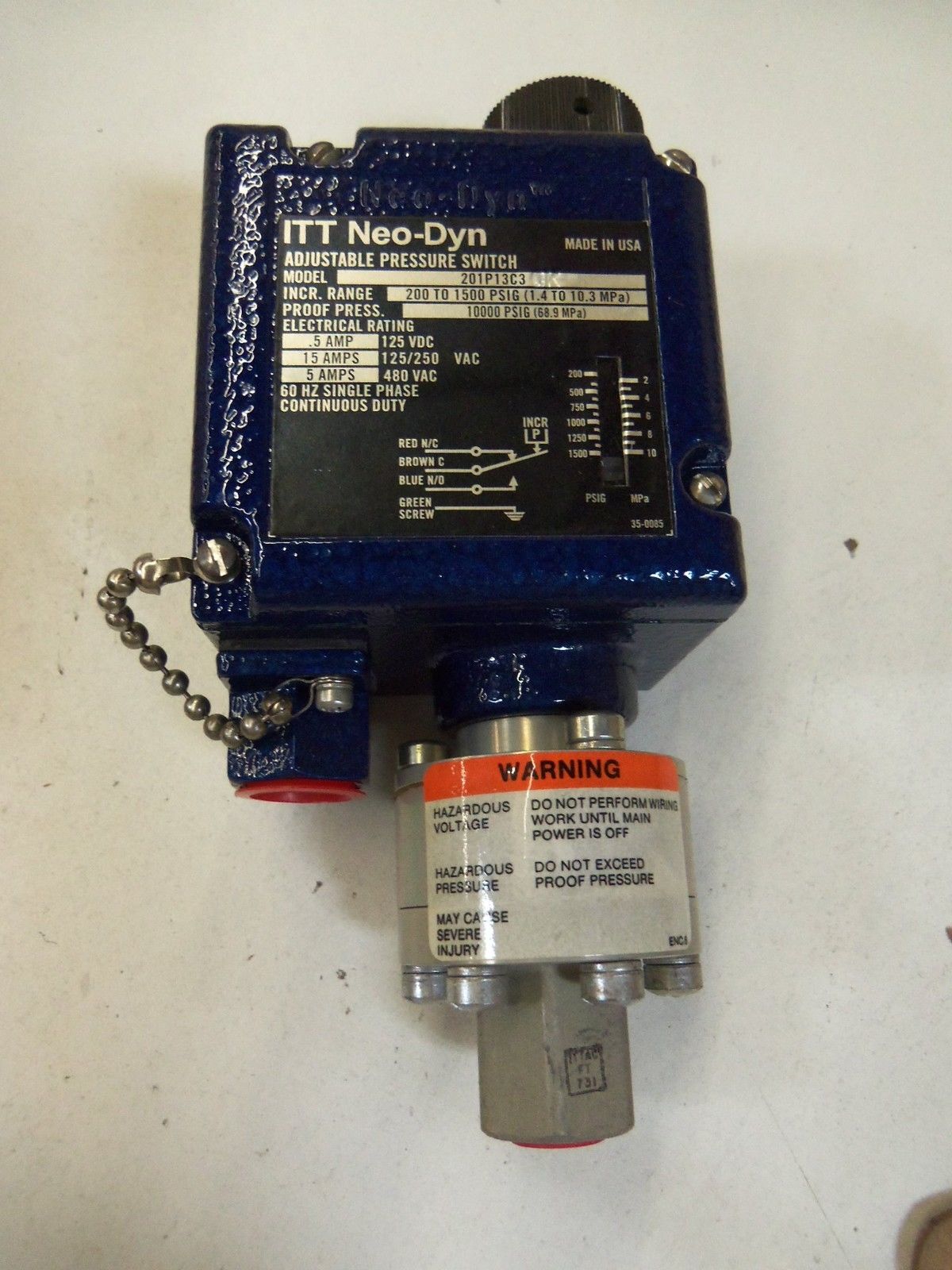 ITT NEO-DYN ADJUSTABLE PRESSURE SWITCH 201P13C3CK *NEW IN BOX*