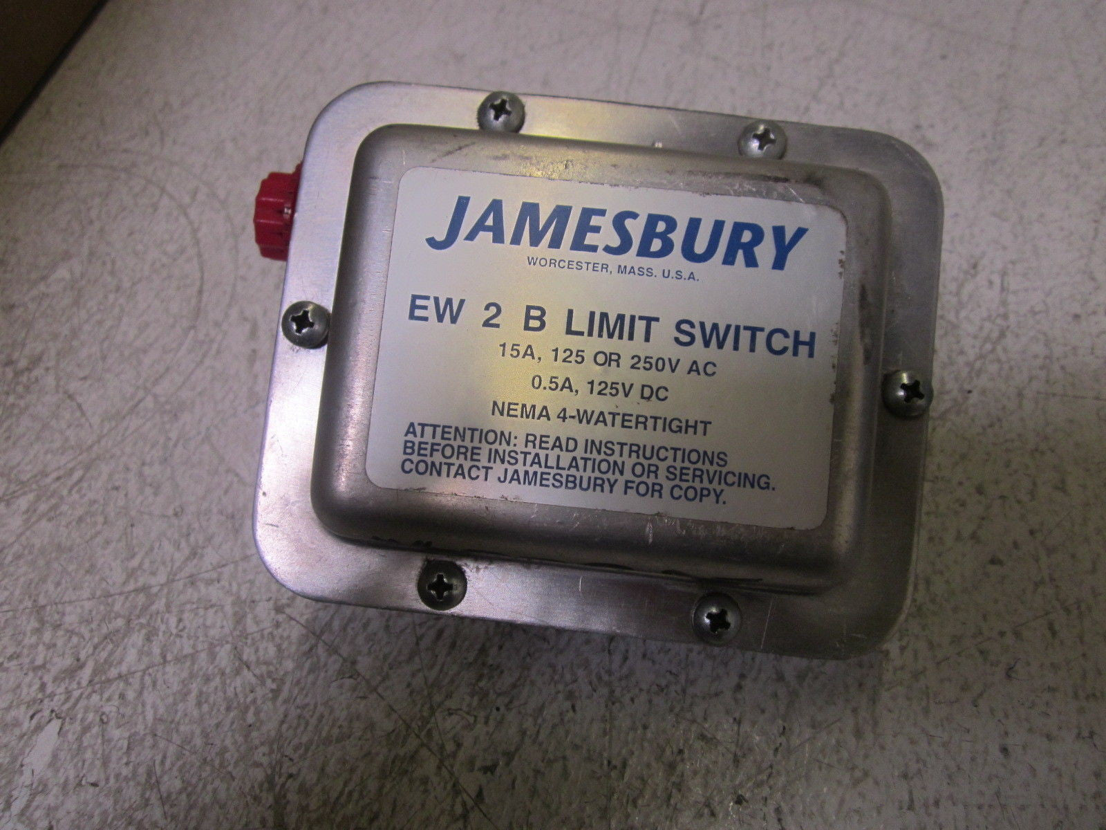 JAMESBURY EW 2 B LIMIT SWITCH 15A 125/250VAC *USED*