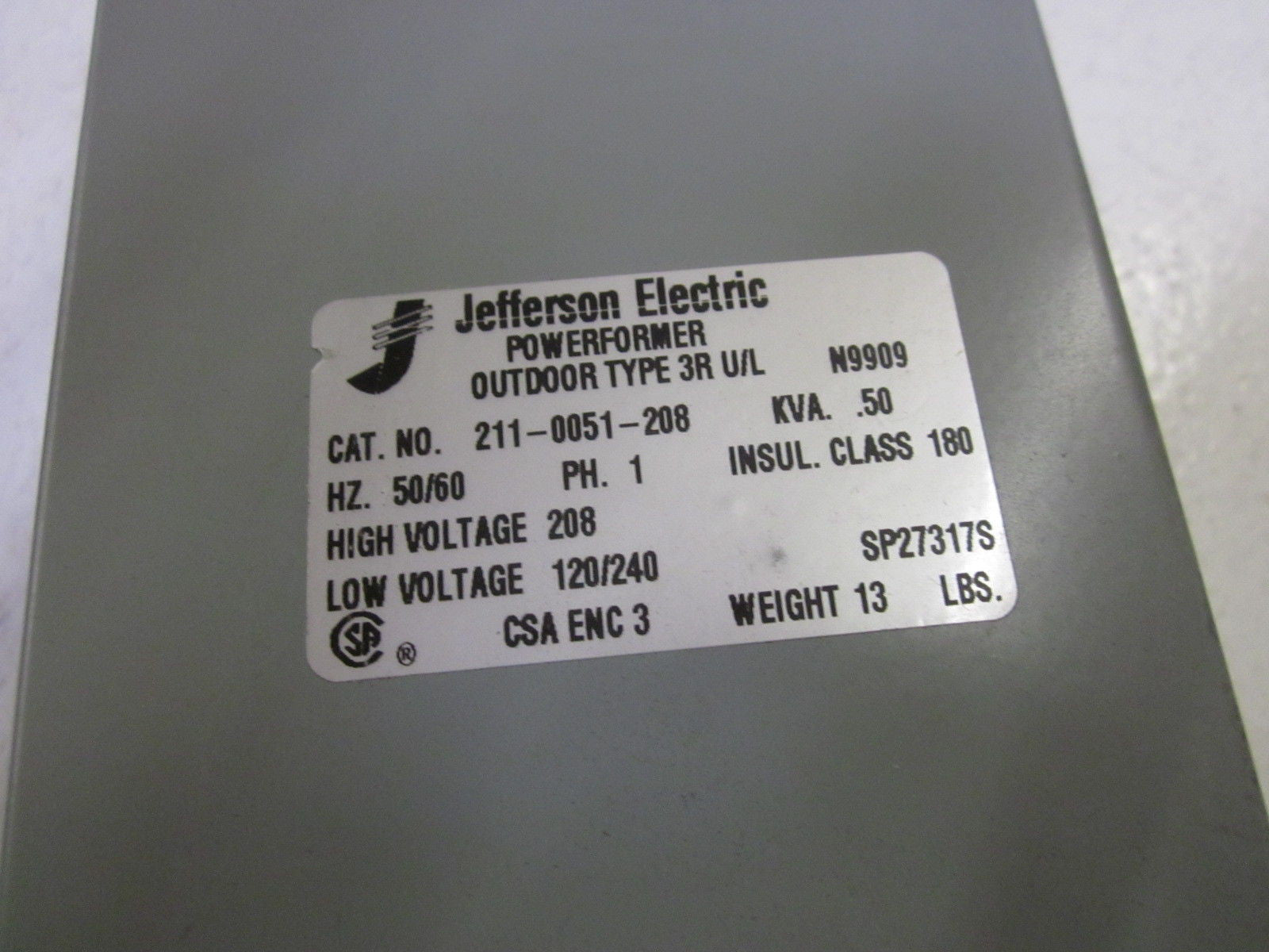 JEFFERSON ELECTRIC 211-0051-208 208V TRANSFORMER *NEW NO BOX*