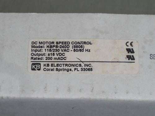 KB ELECTONICS DC MOTOR SPEED CONTROL KBPS-240D *NEW*