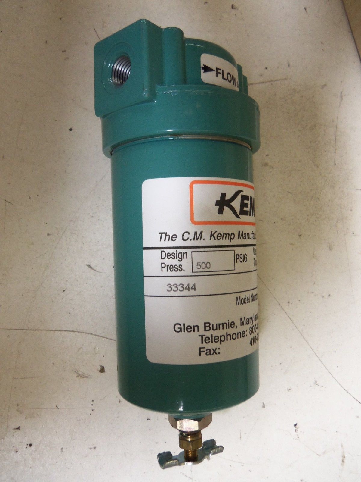 KEMP 33344 FILTER DRAIN ASSEMBLY *NEW IN BOX*