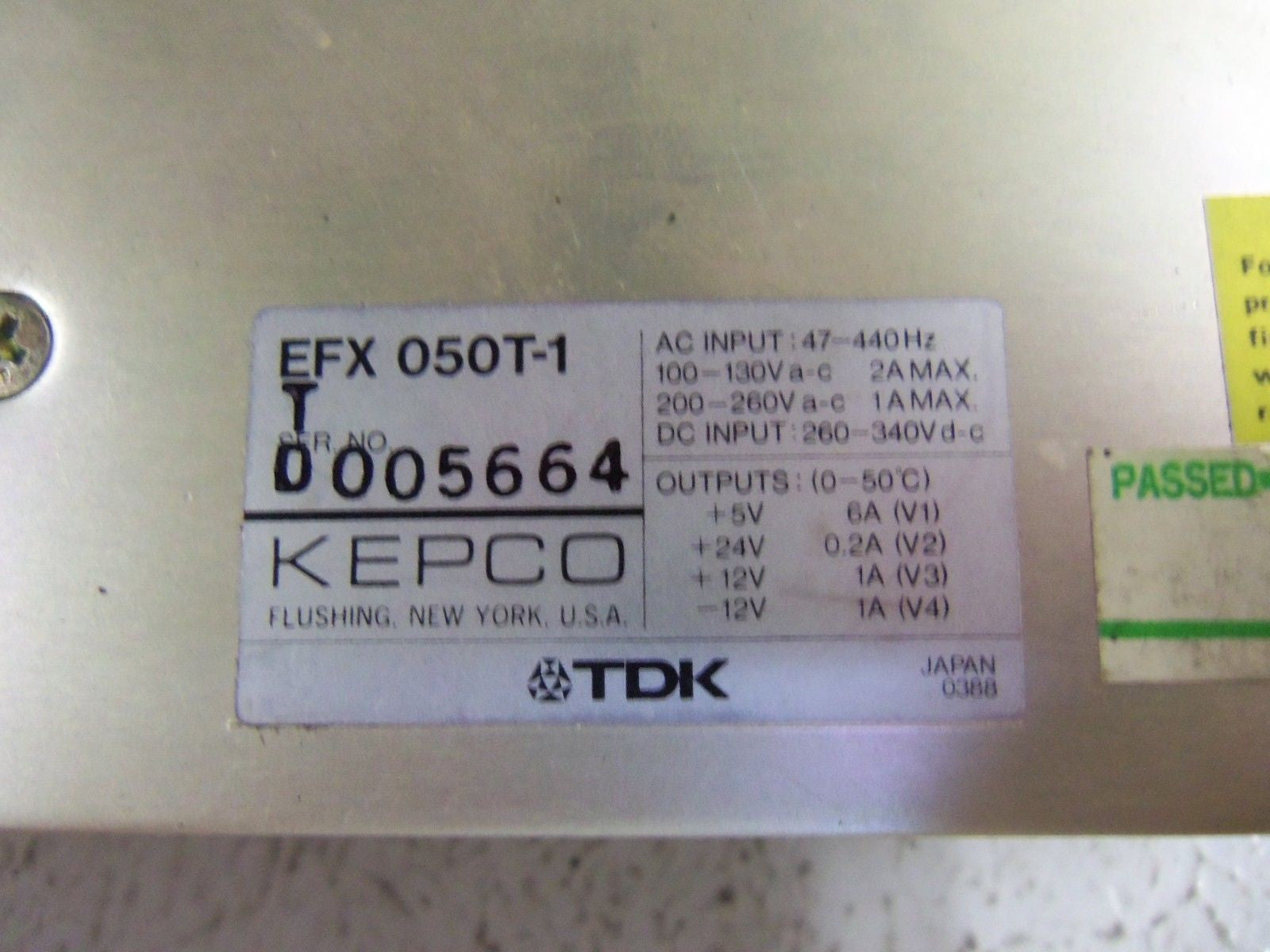 KEPCO EFX050T-1 POWER SUPPLY *USED*