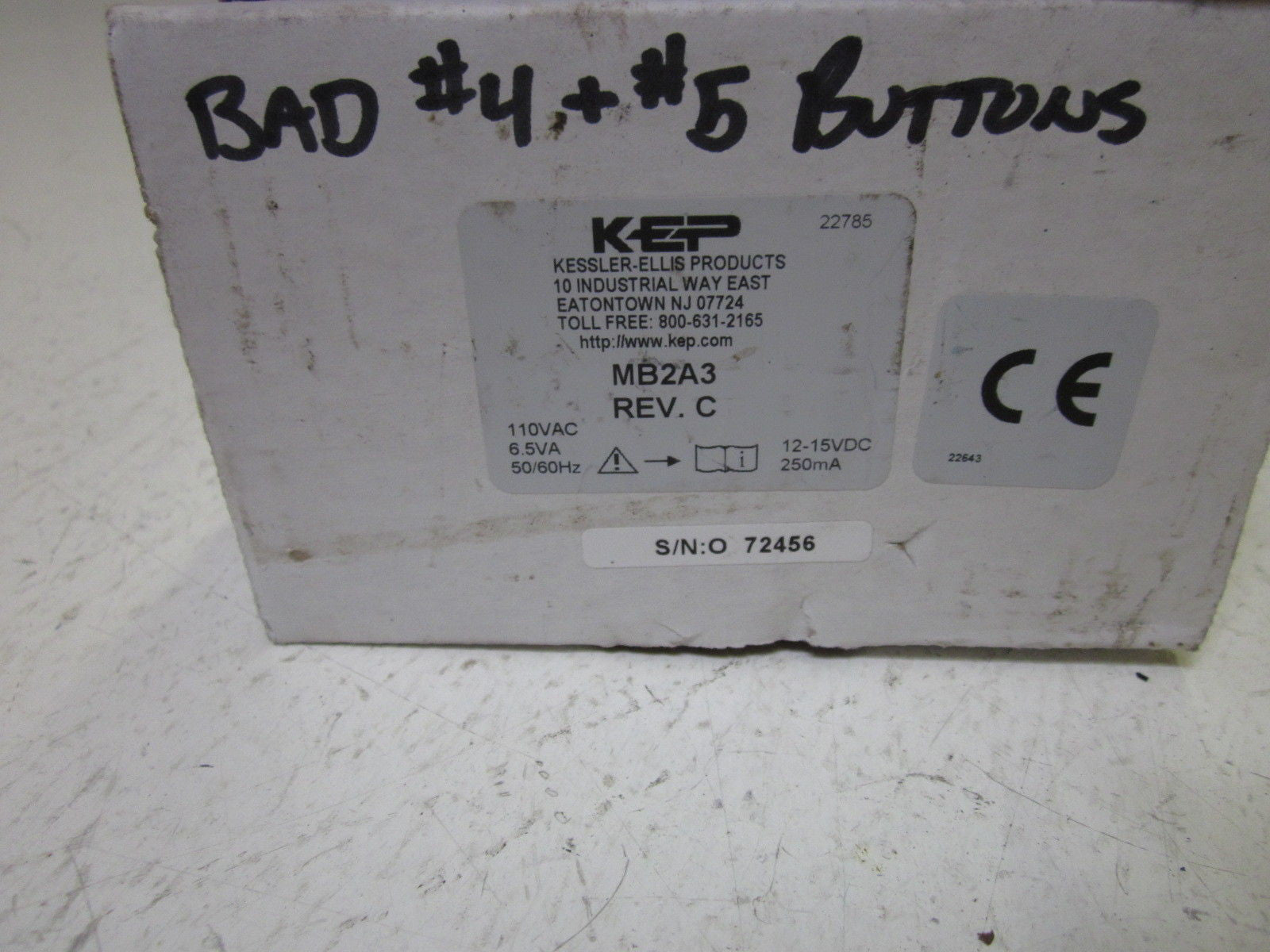 KESSLER-ELLIS MB2A3 REV.C *USED*