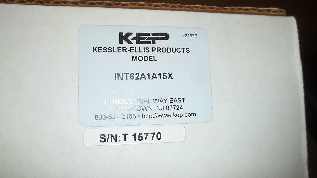 KESSLER-ELLIS PRODUCTS MODEL INT62A1A15X *NEW*