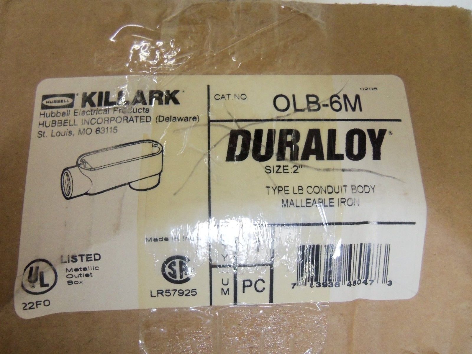 KILLARK OLB-6M CONDUIT BODY 2" *NEW IN BOX*