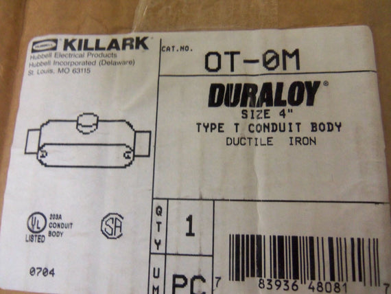 KILLARK OT-0M CONDUIT *NEW IN BOX*
