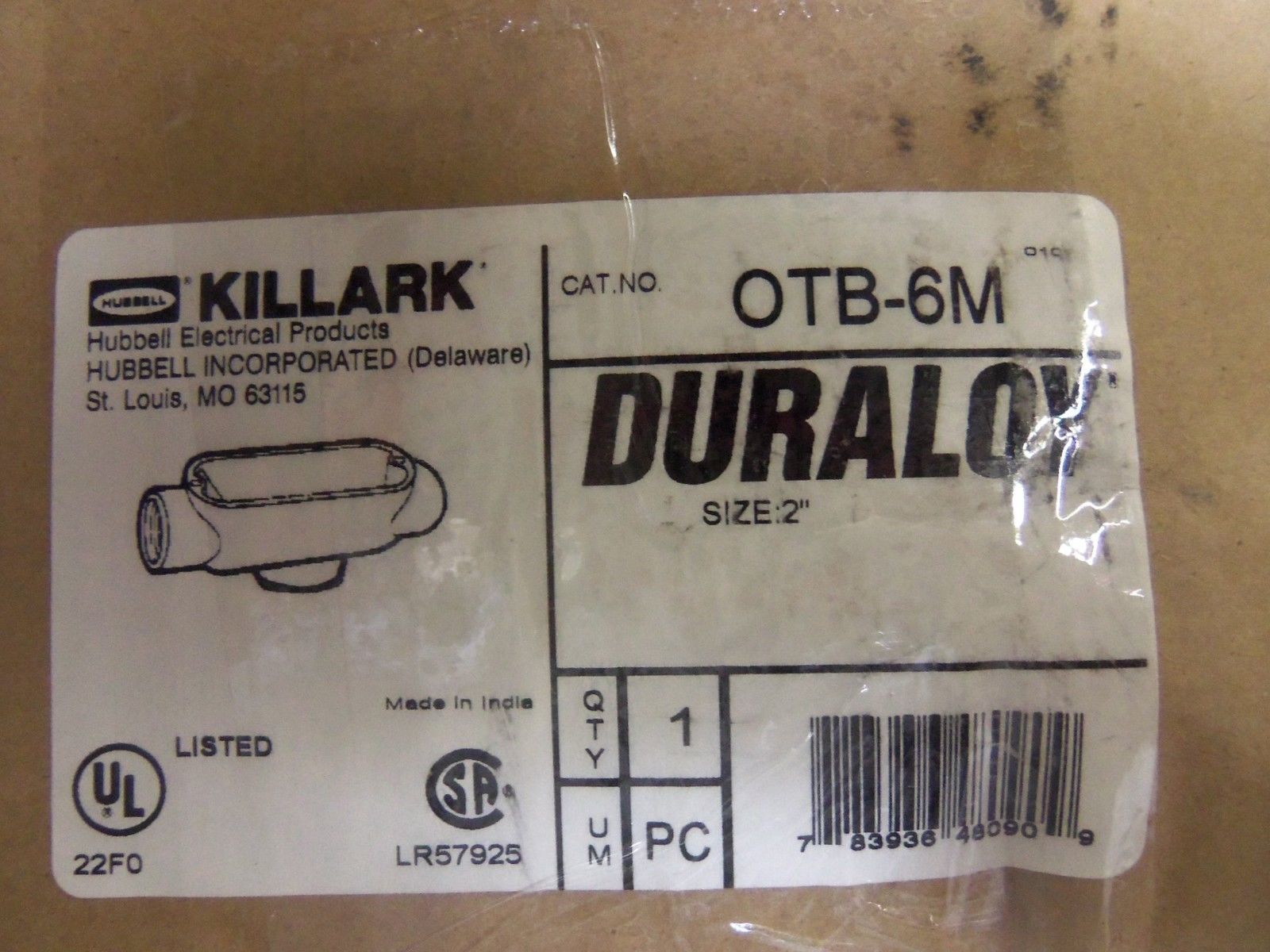 KILLARK OTB-6M CONDUIT *NEW IN BOX*