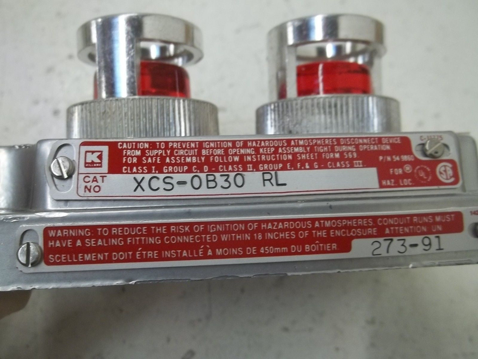 KILLARK XCS-0B30RL HAZARDOUS LOCATION RED PILOT LIGHT COVER *NEW IN BOX*