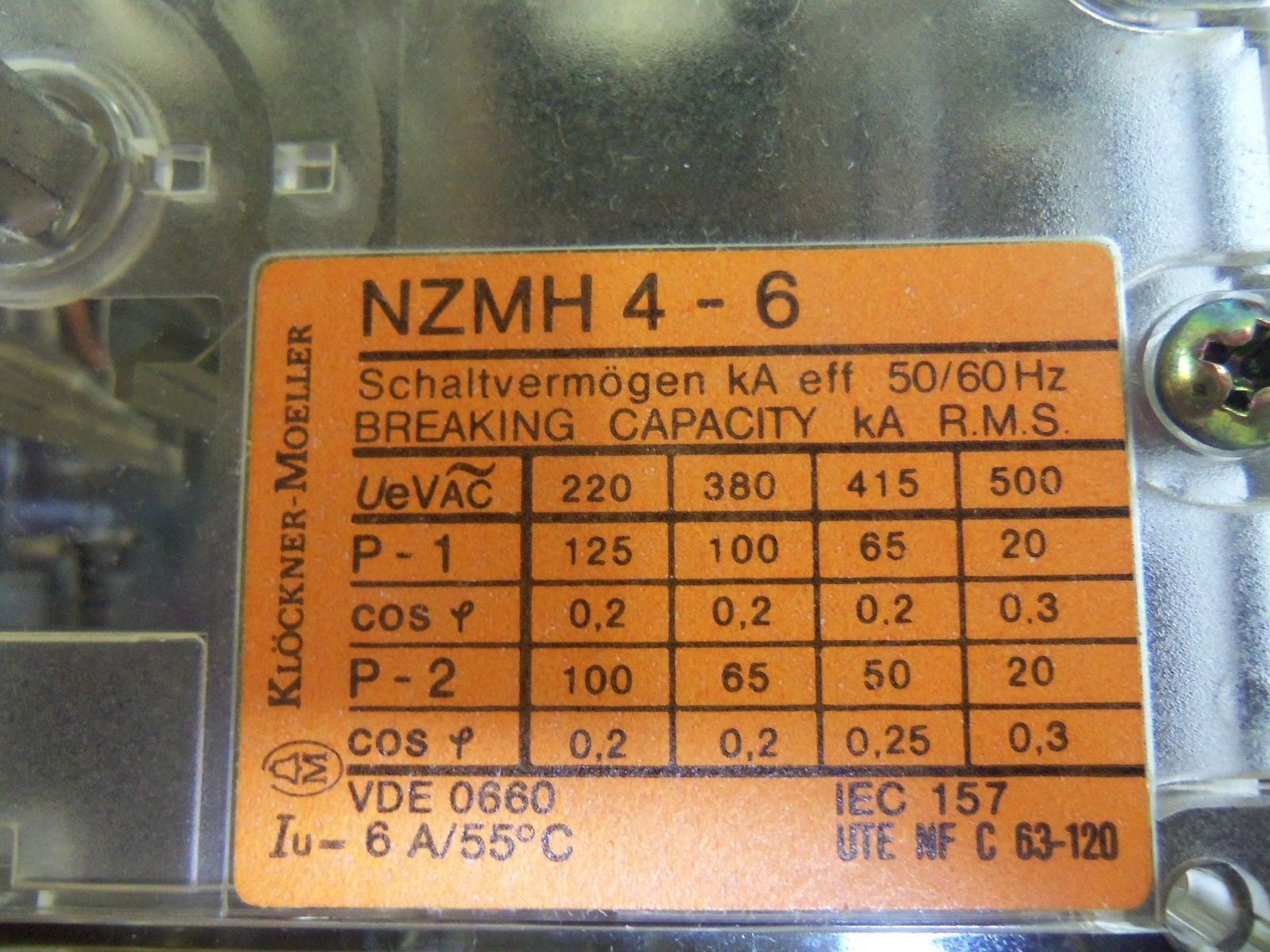 KLOCKNER MOELLER NZMH4-6 CIRCUIT BREAKER *NEW IN BOX*