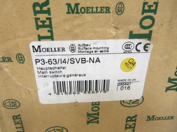 KLOCKNER MOELLER P3-63/I4/SVB-NA DISCONNECT SWITCH *NEW IN BOX*