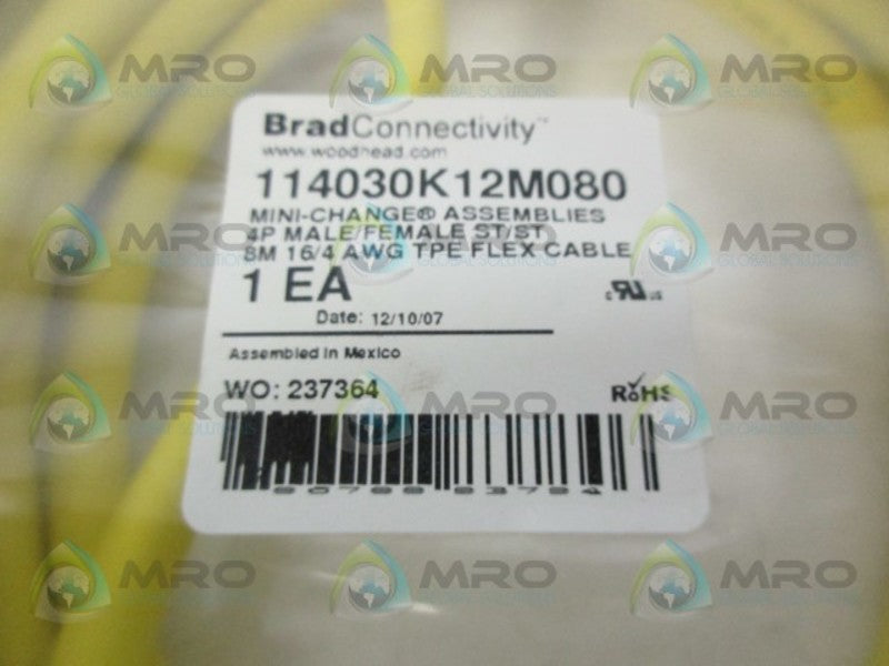 DANIEL WOODHEAD 114030K12M080 4P MALE/FEMALE STAIGHT *NEW IN FACTORY BAG*