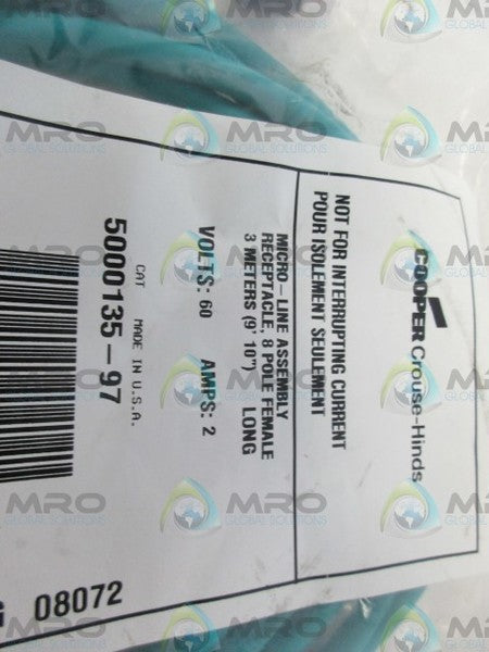 COOPER 5000135-97 8P FEMALE CABLE *NEW IN FACTORY BAG*