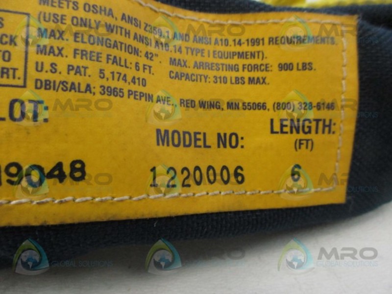 SALA 1220006 SHOCK ABSORBING LANYARD*NEW NO BOX*