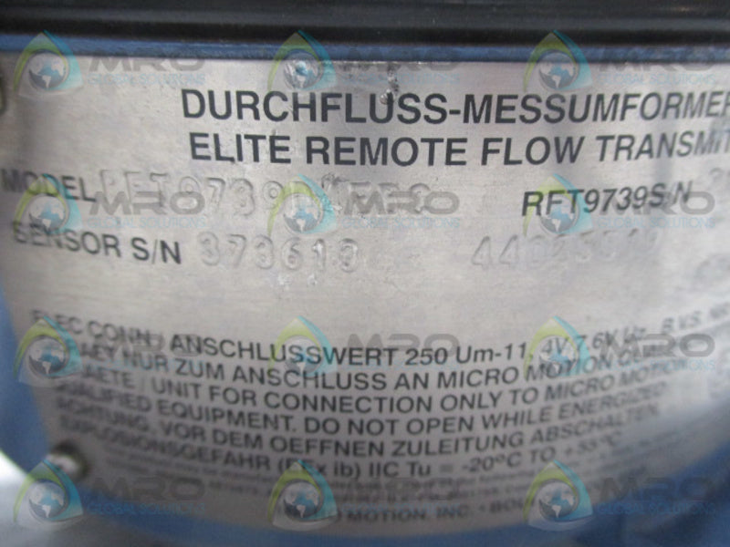 MICROMOTION RFT9739D4EBC FLOW TRANSMITTER * USED *