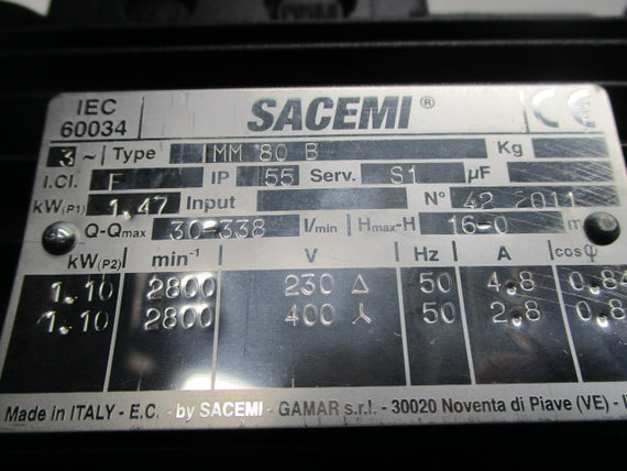 SACEMI IMM-80-B PUMP * NEW NO BOX *
