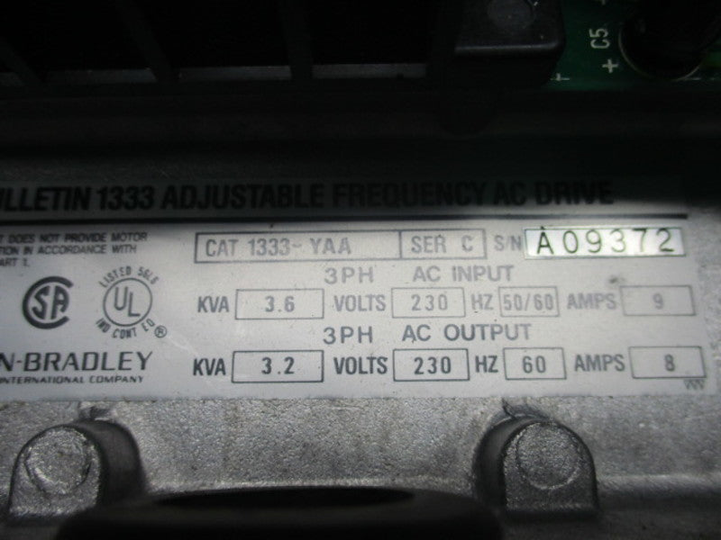 ALLEN BRADLEY 1333-YAA SER.C ADJUSTABLE AC DRIVE 230V  * NEW NO BOX *