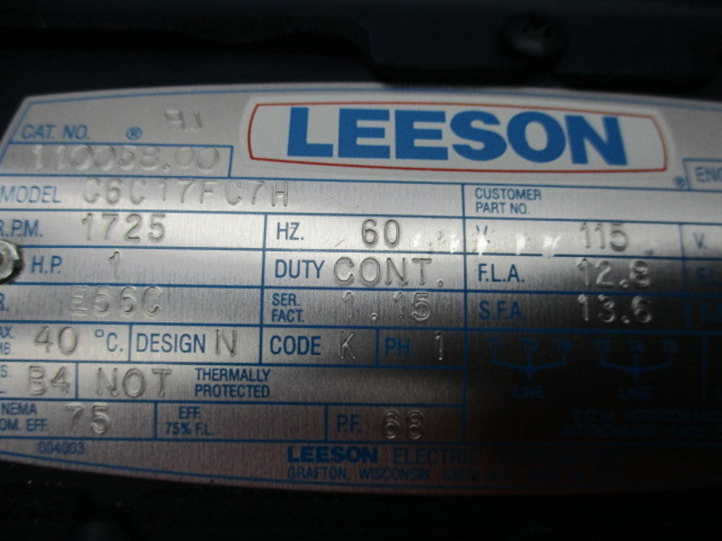 LEESON C6C17FC7H MOTOR 1725 RPM 1 HP * NEW NO BOX * – MRO